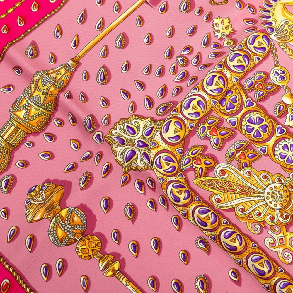 HERMES Pink Silk Scarf - Picture 6 of 7